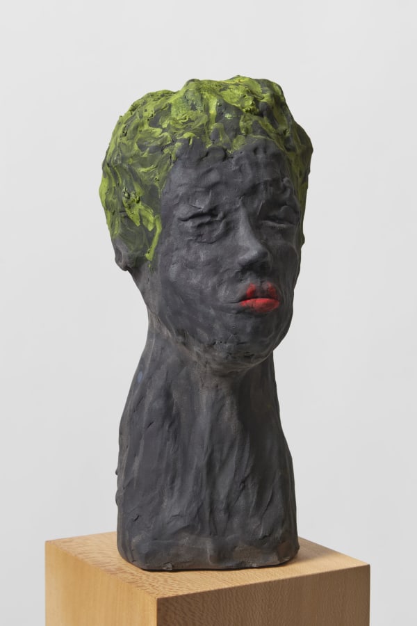 DANIEL SILVER Mother, 2021 Oil painted ceramic on Lacewood artist's plinth 40 x 16 x 21 cm (sculpture) 102 x 20 x 20 cm (plinth) 142 x 20 x 20 cm (total)