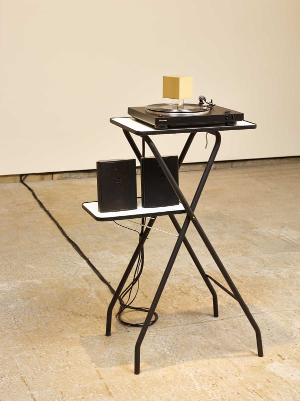 MASSIMO BARTOLINI Golden Square, 2016 Vinyl record, brass, turntable, amplifier, speaker Original composition by Edoardo Marraffa 15 mins 38.1 mins Edition of 2