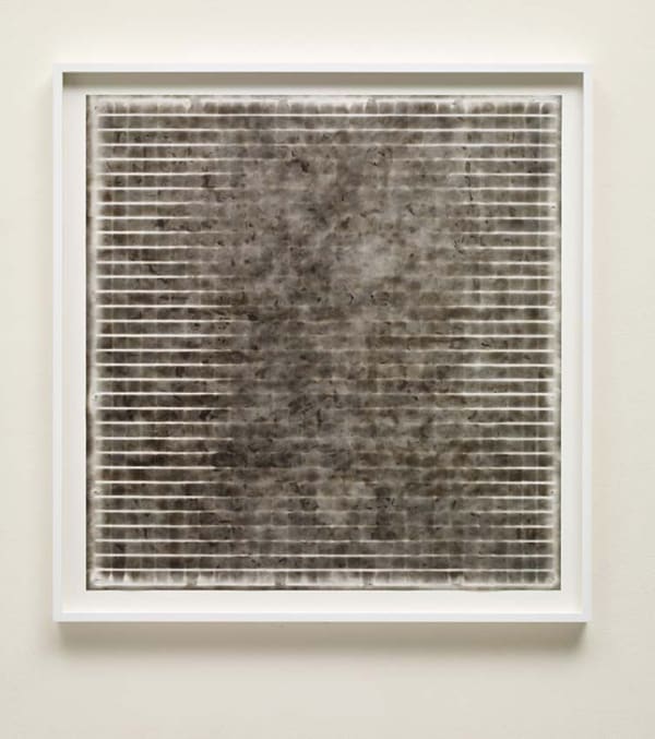 ANNA BARRIBALL Grille, 2016 Candle soot on paper 96 x 92 x 4.5 cm (framed)