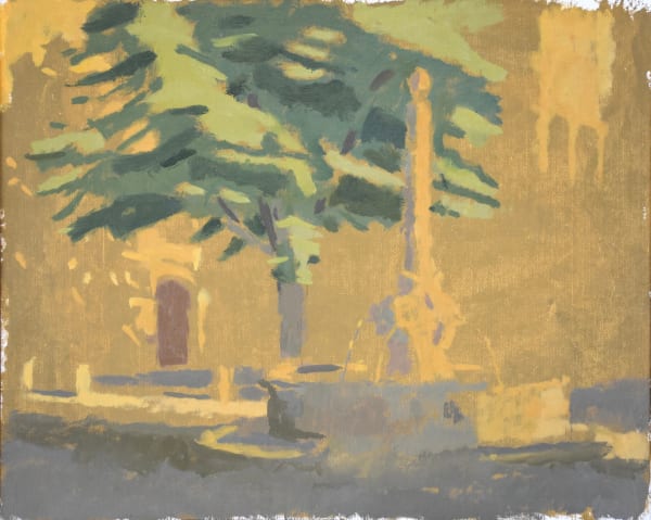 Benny Fountain, Ochre Sandstone, Tree, Water (Fontaine Des Quatre Dauphins), 2022