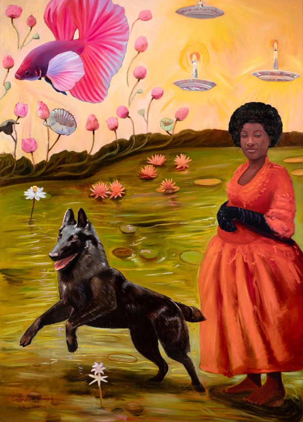 Orlando Almanza, Countess Gomez Walking on the Banks of the Yaquimo (Condesa Gomez Caminado Por La Orilla del Rio Yaquimo), 2023