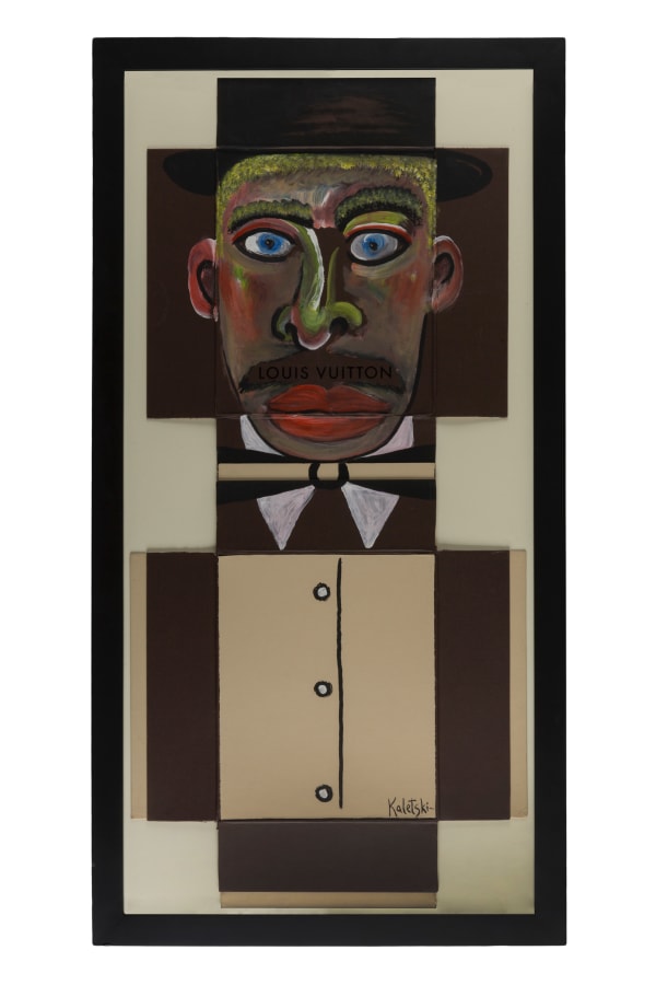 Alexander Kaletski Monsieur Vuitton, 2015 Mixed media on cardboard / Técnica mixta sobre cartón 104 x 46.5 cm 41 x 18 1/4 in