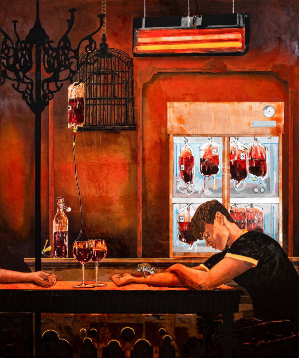 Hernan Bas Three Vampires, 2020 Acrylic on linen / Acrílico sobre lino 182.9 x 152.4 cm 72 1/8 x 60 in