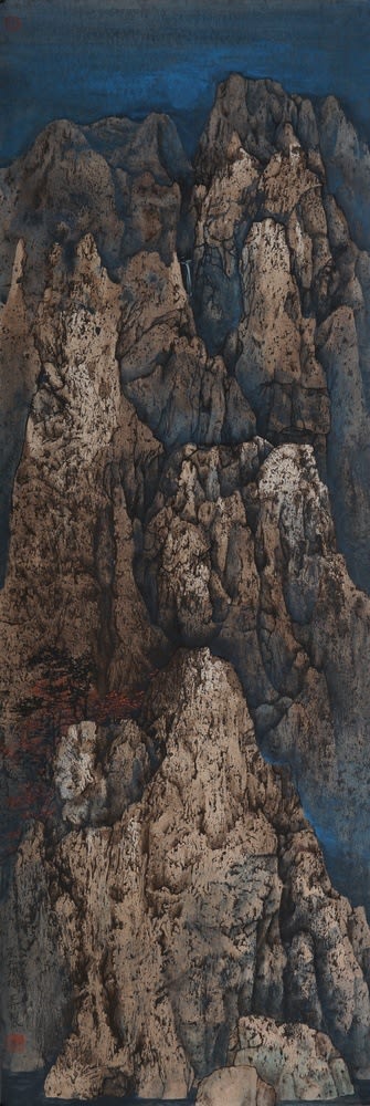 Wang Mansheng, 崖上丹枫 A Flaming Maple on the Cliff, 2017