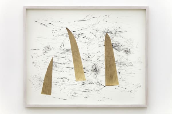 Laura Belém Sopro #1, 2018-2019 Carvão, carbono, lápis pastel, lápis crayon conté, fixador e colagem de casca de bambu sobre papel (Charcoal, carbon, pastel pencil, crayon conté pencil, fixer and collage of bamboo bark on paper) 81 x 102 cm (31 7/8 x 40 1/8 in)