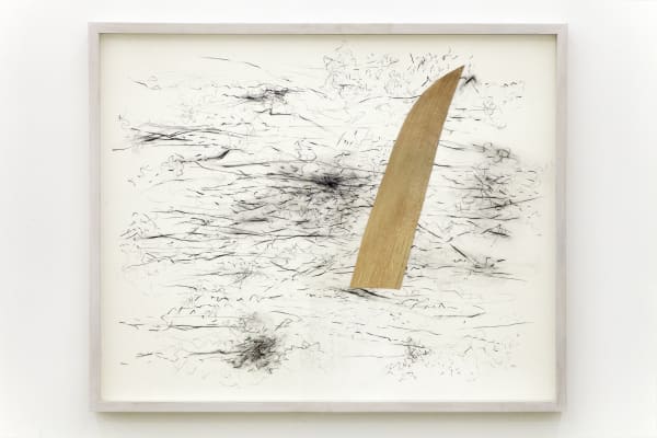 Laura Belém Sopro #3, 2018-2019 Carvão, carbono, lápis pastel, lápis crayon conté, fixador e colagem de casca de bambu sobre papel (Charcoal, carbon, pastel pencil, crayon conté pencil, fixer and collage of bamboo bark on paper) 81 x 102 cm (31 7/8 x 40 1/8 in)