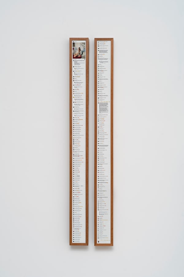 Panmela Castro Relato de Clara Averbuck, série Residência [Testimony by Clara Averbuck, Residence series], 2021 inkjet sobre papel fotográfico [inkjet on photograph paper] 132 x 12 x 8 cm cada [each] 52 x 4 3/4 x 3 1/8 in Edition of 3 plus 1 artist's proof