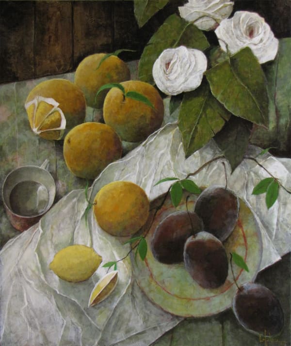 Pierre Lefebvre, Oranges, prunes et fleurs, 2022