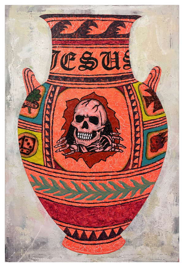 Julien Jaca, POT n°6, 2021, acrylic, spray paint and airbrush on canvas, 76,7 x 51,2 in, 195 x 130 cm