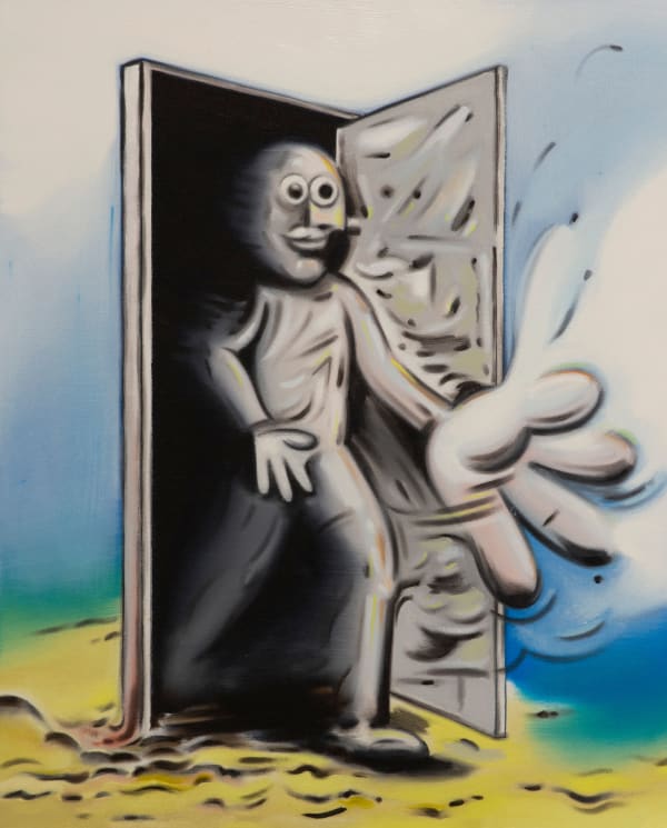 Ryan Travis Christian, BIG HAND TRAVELIN' MAN, 2021, graphite, oil and vanish on canvas stretched over panel, 76x61cm, 30x24inch, unique