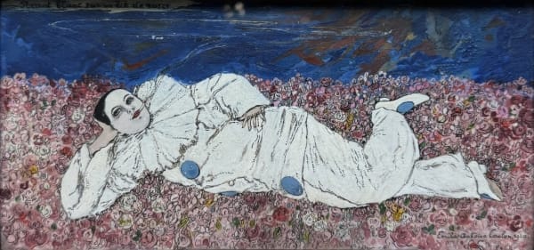 Emile Antoine Coulon, Pierrot blanc sur un lit de roses, 1920