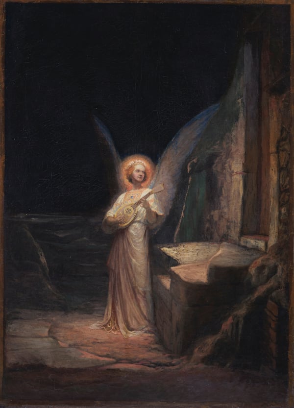 Ecole symboliste, Ange jouant du luth , circa 1860-1870