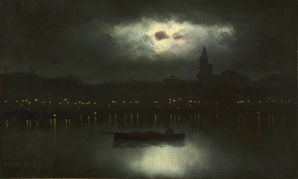 Gabriel Biessy, Barque dans la nuit, circa 1900