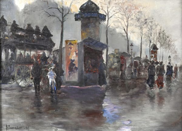 Alphonse Georges Fournier, Scène de boulevard à Paris, 1895