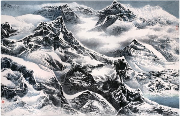 Liu Kuo-Sung 劉國松, Snowy snowy mountains 雪滿群山, 2015
