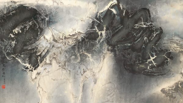 Liu Kuo-Sung 劉國松, Down to the Water 冲入無垠, 1976