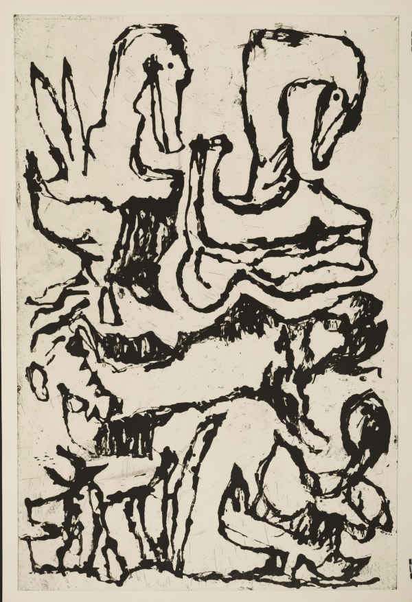 JEAN-PIERRE PINCEMIN Untitled (146), 1990 Épreuve d'artiste (EA) d'une édition de cinquante épreuves numérotées.Signée, datée, tirée sur vélin d'arches, sur les presses de l'atelier Pierro Crommelynck, Paris. Aquatinte au sucre rehaussée 124 x 84 cm / 48 7/8 x 33 1/8 in.