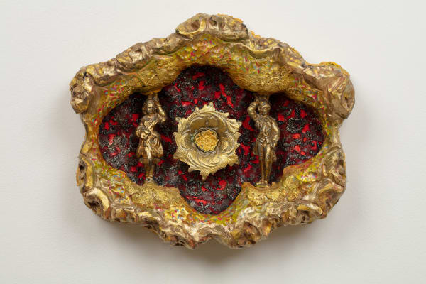 Tapani Kokko Tanssi, 2026 Wood, pearls, glitter, fabric, marker, paint 30h x 37w x 8d cm 11 3/4h x 14 5/8w x 3 1/8d in