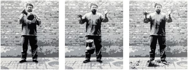 Ai Weiwei, Dropping a Han Dynasty Urn (triptych), 2015