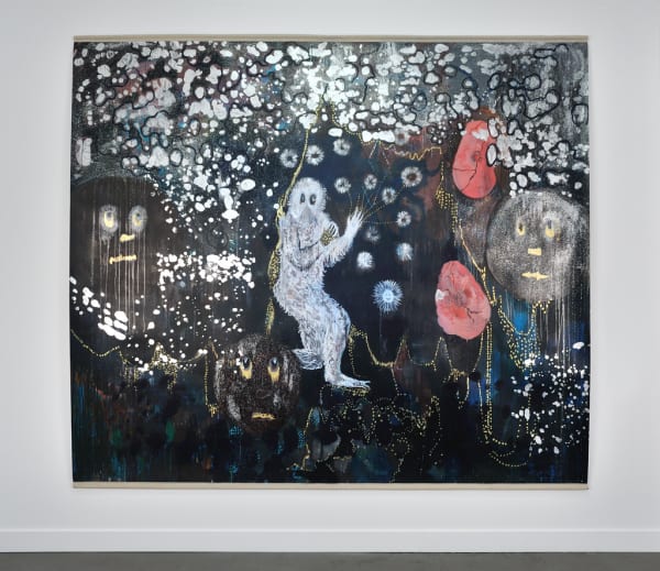 Hélène DELPRAT L'homme-singe en fausse fourrure a disparu Peinture 220 x 250 cm 86,6 x 98,4 in