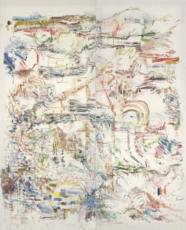 Guillaume LEBELLE Dyptique Peinture 200 x 82,5 cm et 200 x 78 cm 78.7 x 32.5 in and 78.7 x 30.7 in
