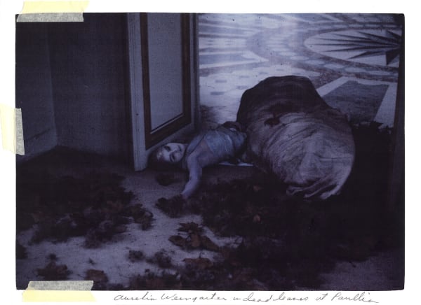 Aurelia Weingarten in dead leaves at the Pavillon Francais (Unseen Versailles), 1981