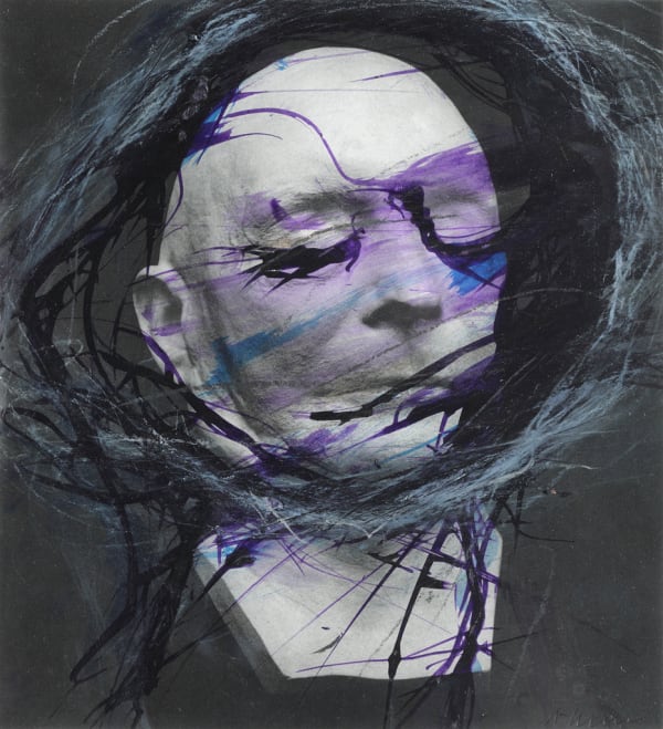 Arnulf RAINER Masque mortuaire du maréchal de Lattre de Tassigny Dessin 22,5 x 20 cm 8.9 x 7.9 in