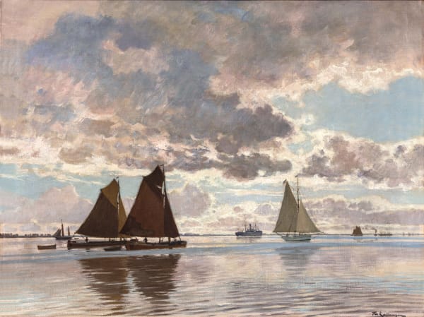Friedrich Kallmorgen Abend im Hamburger Hafen, um 1900 Öl auf Leinwand 39 x 32 cm