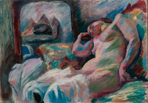 Franz Nölken Schlafender weiblicher Akt vor einem Spiegel, 1915 Öl auf Leinwand 49 x 69 cm
