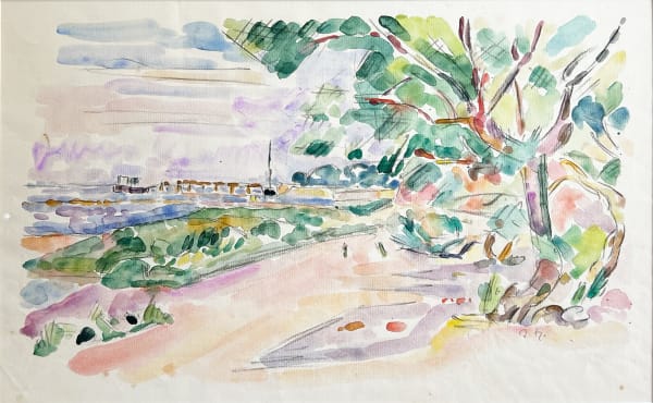 Ivo Hauptmann, Blick auf die Elbe, Aquarell, 29 x 47 cm, oR