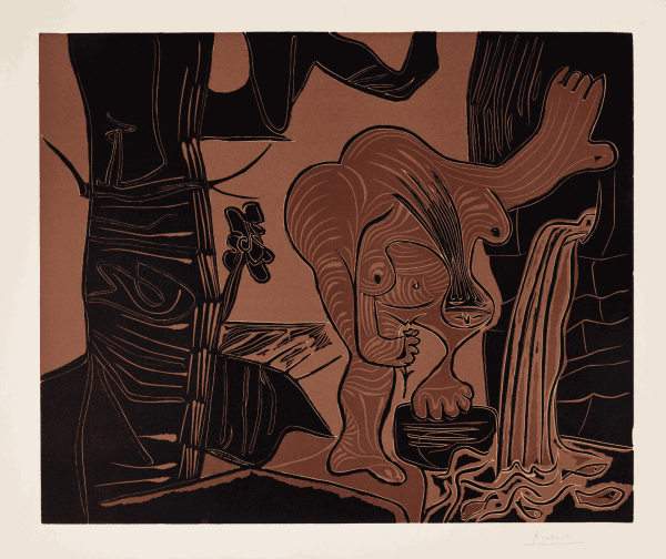 Femme nue à a source