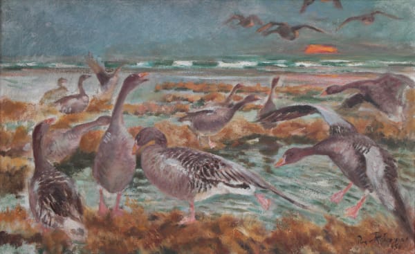 Roger Reboussin, Oies cendrées au crépuscule, 1956