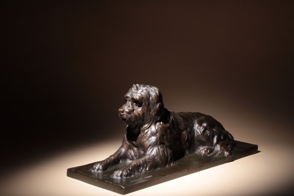 Emile Perrault-Harry, Chien Briard couché, circa 1920