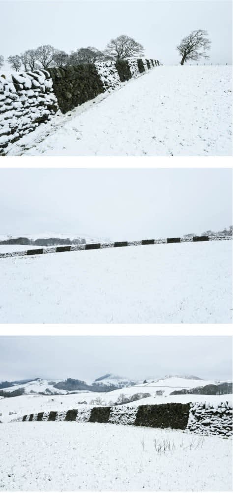 Dry, cold, wind blown snow / Brushed off wall / Dumfriesshire, Scotland / 29 December 2017, 2017