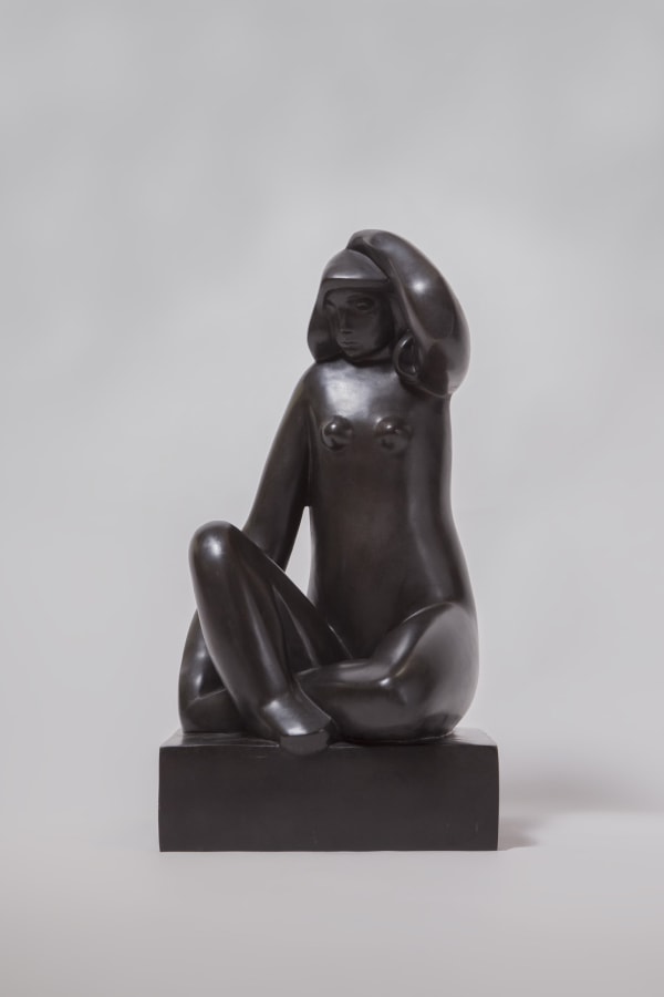 WOMAN SITTING HAND ON HER HEAD