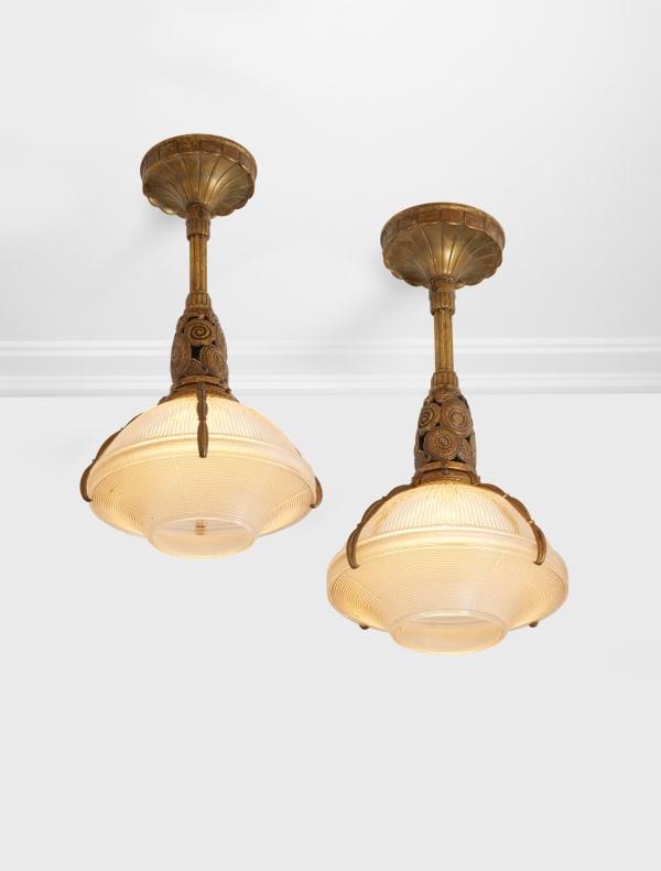 Holophane pair of ceiling lights