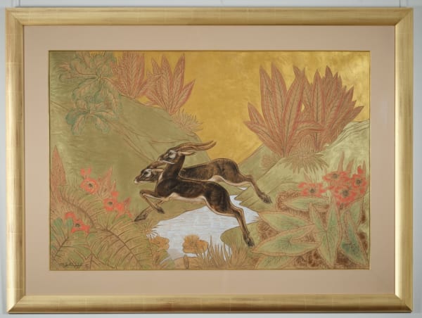 "Antilopes sautant un ruisseau"
