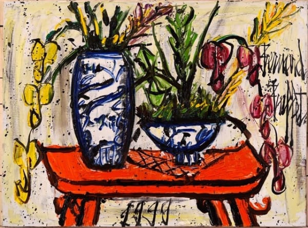 Bernard Buffet, Fleurs sur une table chinoise, 1999