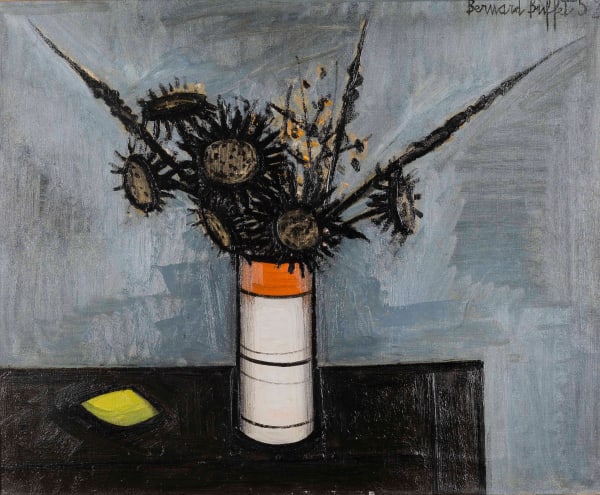 Bernard Buffet, Fleurs dans un vase cylindrique, 1952