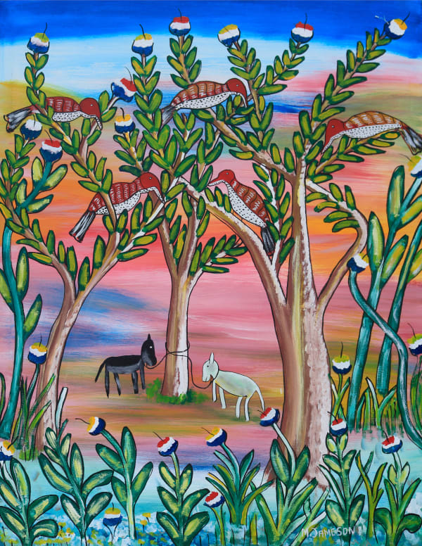 Jameson MARTHELLY, Garden with birds and goats, 2022