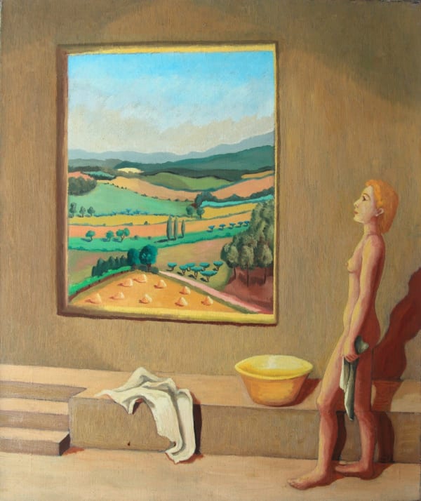 MADELEINE DINÈS, Femme nue devant un tableau de paysage, c. 1930