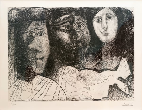 Pablo Picasso, Autoportrait, avec deux femmes, 1972