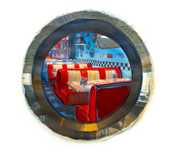 Yigal Ozeri, Neon diner portal, 2024