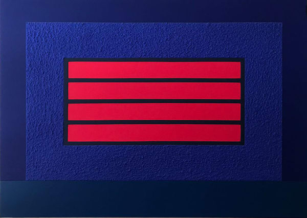 Peter Halley, Blue horizontal prison , 2012