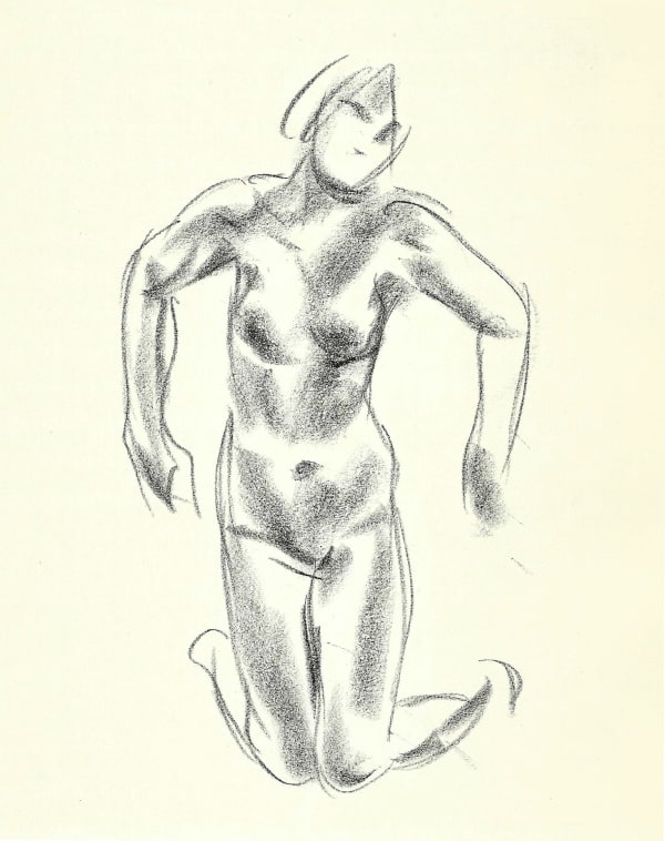 GEORG KOLBE Kniender weiblicher Akt , um 1935 Crayon on paper 48,7 x 39,5 cm 18 7/8 x 15 3/8 in