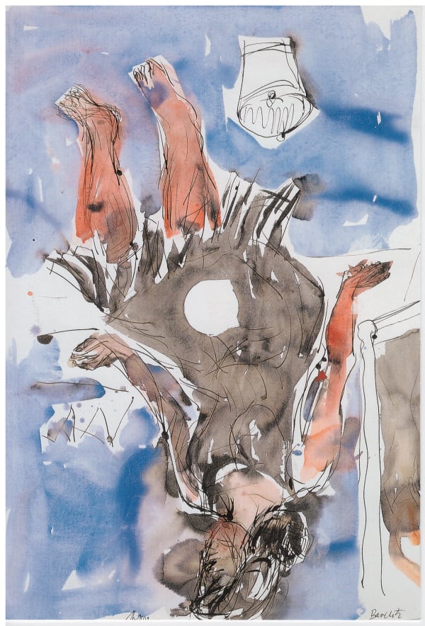 GEORG BASELITZ Frau mit Eimer, 2001 Watercolor and ink on paper 100 x 70 cm 39 3/8 x 27 1/2 in