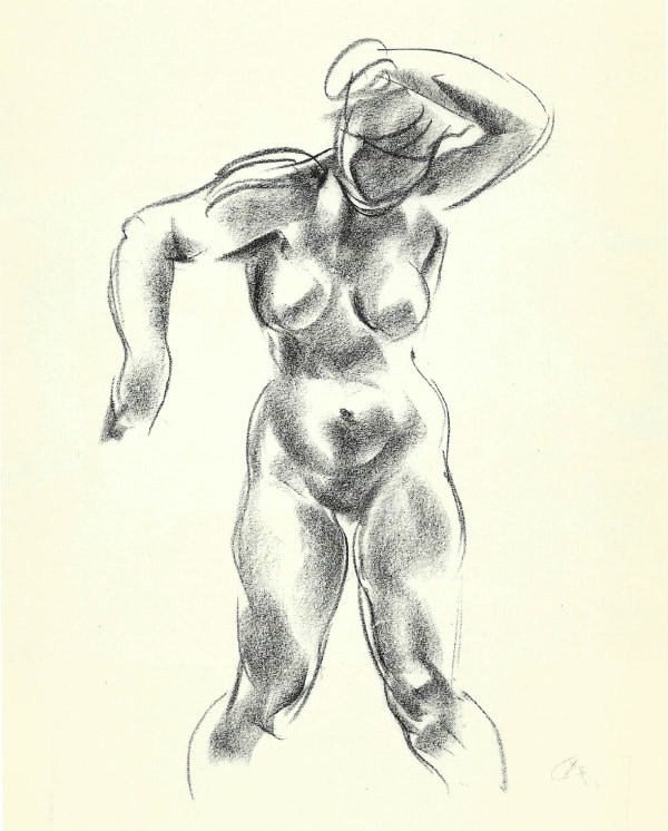 GEORG KOLBE Stehender weiblicher Akt in Bewegung, um 1934 Crayon on Paper 48,7 x 39,5 cm 19 1/4 x 15 3/8 in