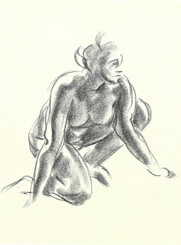 GEORG KOLBE Hockender weiblicher Akt, um 1935 Crayon on paper 48,7 x 39,5 cm 19 1/4 x 15 3/8 in