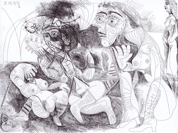 PABLO PICASSO Filles entre elles. La récréation en musique, 1971 Etching 50,1 x 66 cm 19 3/4 x 26 in Edition of 50