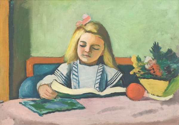AUGUST MACKE, Lesendes Mädchen auf blauem Sofa